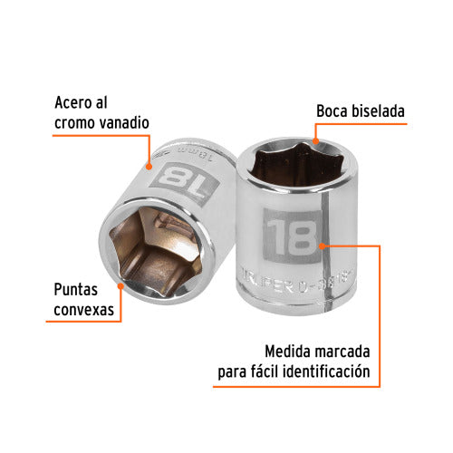 Dado 6 Puntas 3/8' 18mm - Herramienta Profesional