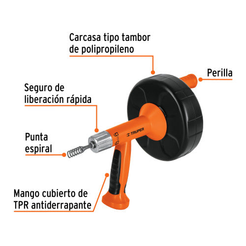 Destapacaños DECA-25X con cable acero 7.6m - Profesional