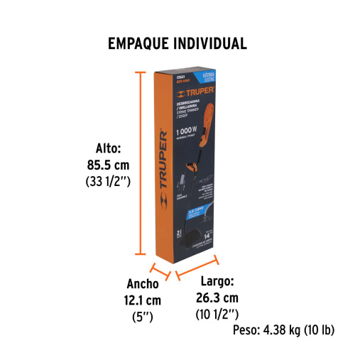 Desbrozadora Eléctrica 1000W Truper - 14" Corte, Mango D