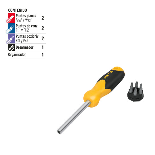 Desarmador con 6 Puntas Pretul – Acero Durable y Mango Seguro