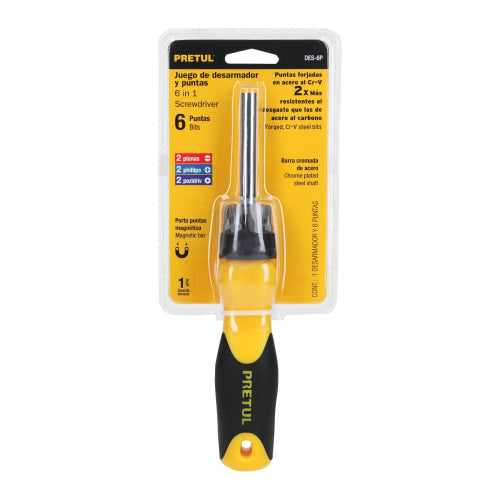 Desarmador con 6 Puntas Pretul – Acero Durable y Mango Seguro