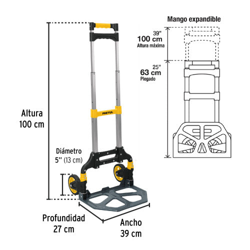 Diablo Plegable Aluminio 100kg - Portátil y Resistente
