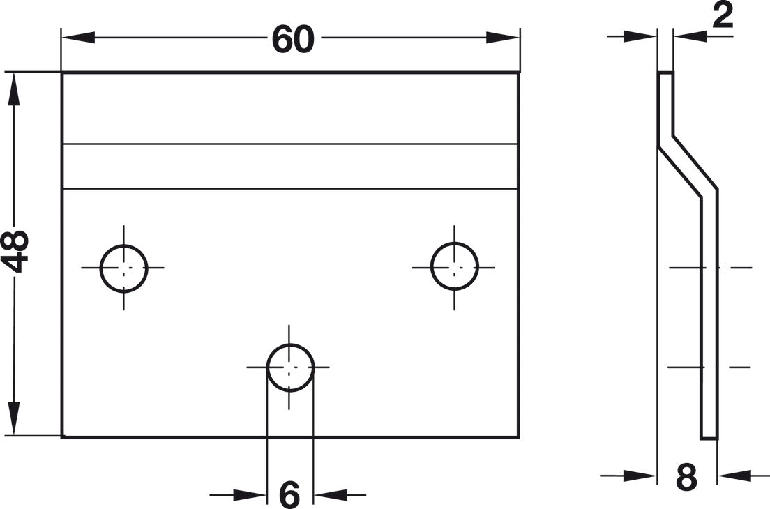 Placa Soporte Acero Galv. 60 mm Häfele - Soporte Gabinetes