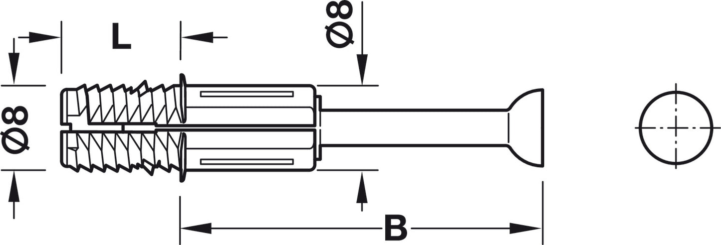 Perno Expansor Minifix C100 B34/8 Häfele - Unión Invisible