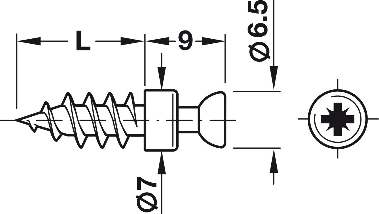 Perno Rafix Galv. D=7mm/B5mm - Unión Invisible para Muebles