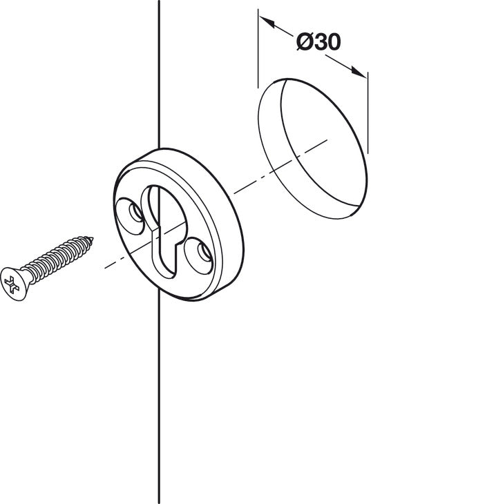 Placa Cabeza Sebo Acero 30mm - Häfele para Camas Abatibles
