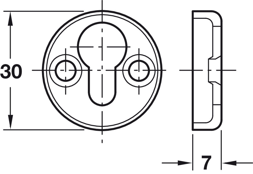 Placa Cabeza Sebo Acero 30mm - Häfele para Camas Abatibles