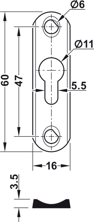 Placa Acero 60mm Häfele para Camas Abatibles
