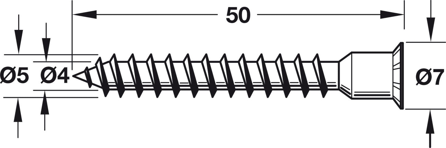 Tornillo Confirmat Hex 3 Acero Zinc 5×50mm Häfele