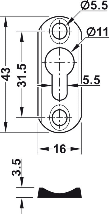 Placa Acero 60mm Häfele para Camas Abatibles