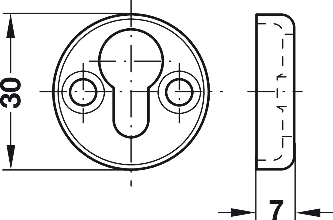 Placa Cabeza Sebo Acero 30mm - Häfele para Camas Abatibles
