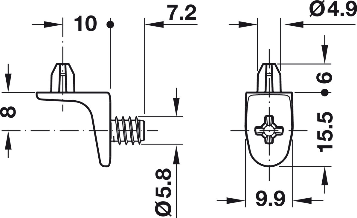 Soporte Entrepañ Níkel 10 mm Häfele - Calidad Alemana