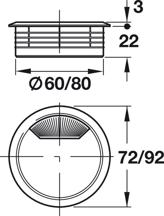 Tapa para Cables 60mm – Cablehole Cover 2 Piezas Häfele