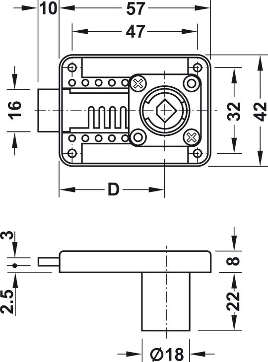 Zimo Cerradura Ajustable 22mm Häfele - Seguridad y Calidad