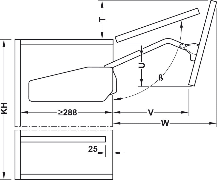 Häfele Free Fold Gris 710-790 - Puerta Elevable Sin Tirador