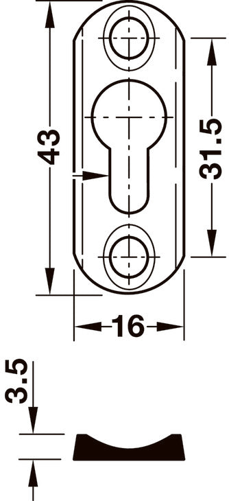 Placa Acero 60mm Häfele para Camas Abatibles