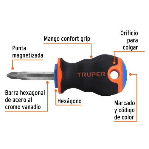 Destornillador Phillips #2 con Mango Comfort Grip - Herramienta Profesional