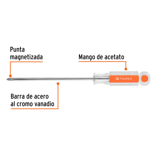 Desarmador Punta Phillips DP-1/4X6 | Acero Cromo Vanadio