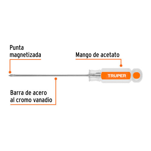 Desarmador Phillips #0 con Mango de Acetato Durable