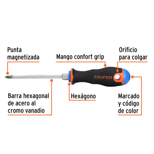 Desarmador Cruz 3/16 X 4" - Herramienta Profesional Duradera