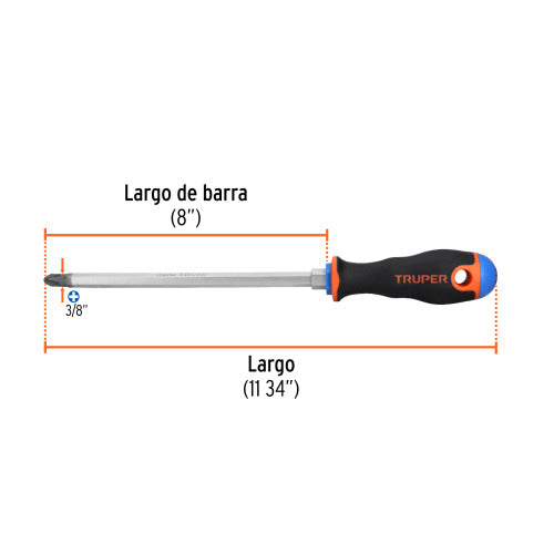Desarmador de Cruz 3/8' X 8' - Herramienta Profesional
