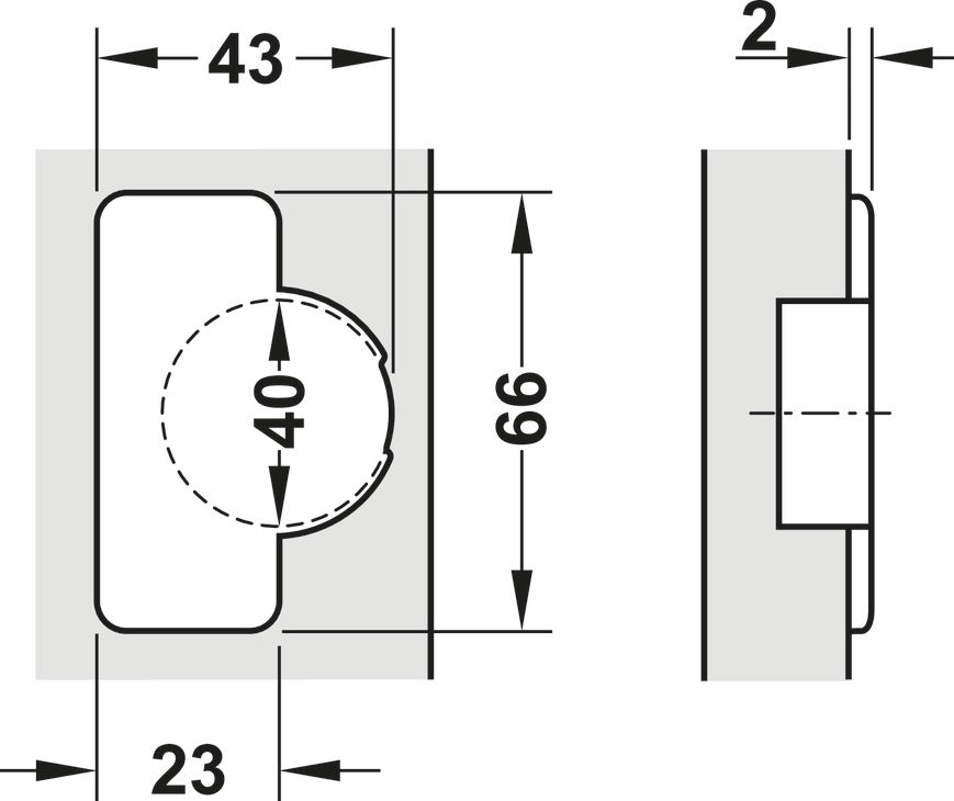 Bisagra Duomatic Cazoleta Montaje Intermedio - Häfele