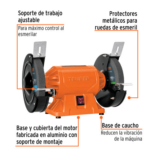 ESMERIL DE BANCO DE 8" DE 3/4 HP
