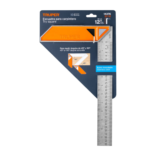 Escuadra de Acero Inoxidable 12" - Precisión y Durabilidad