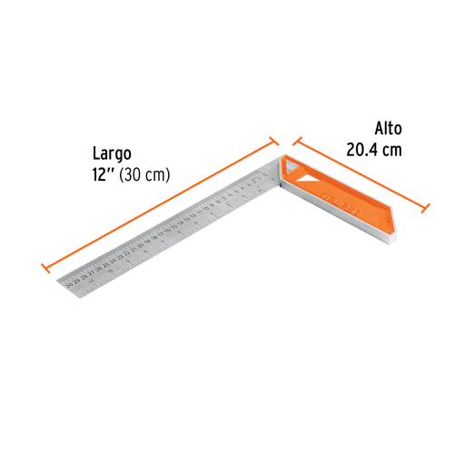 Escuadra de Acero Inoxidable 12" - Precisión y Durabilidad