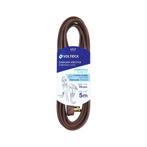 Extensión Eléctrica Voltech 5m Café – Alta Calidad Doméstica