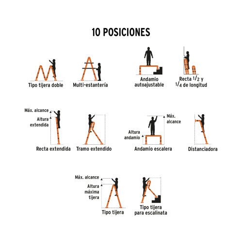 Escalera Multiposición de 8 Peldaños - Seguridad y Versatilidad
