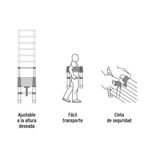 Escalera Telescópica 13 Peldaños, Soporto 175kg - Tipo II
