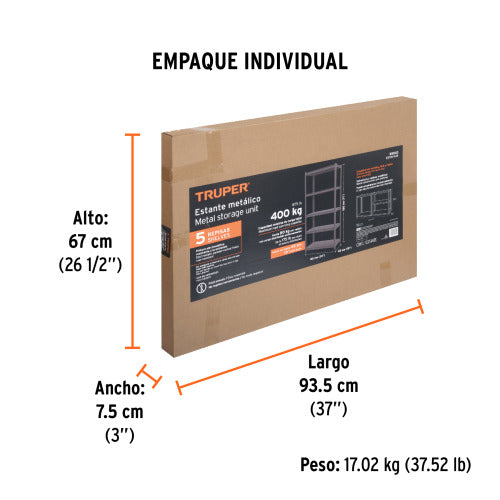 Estante Metálico 5 Niveles 80kg - Resistente y Duradero