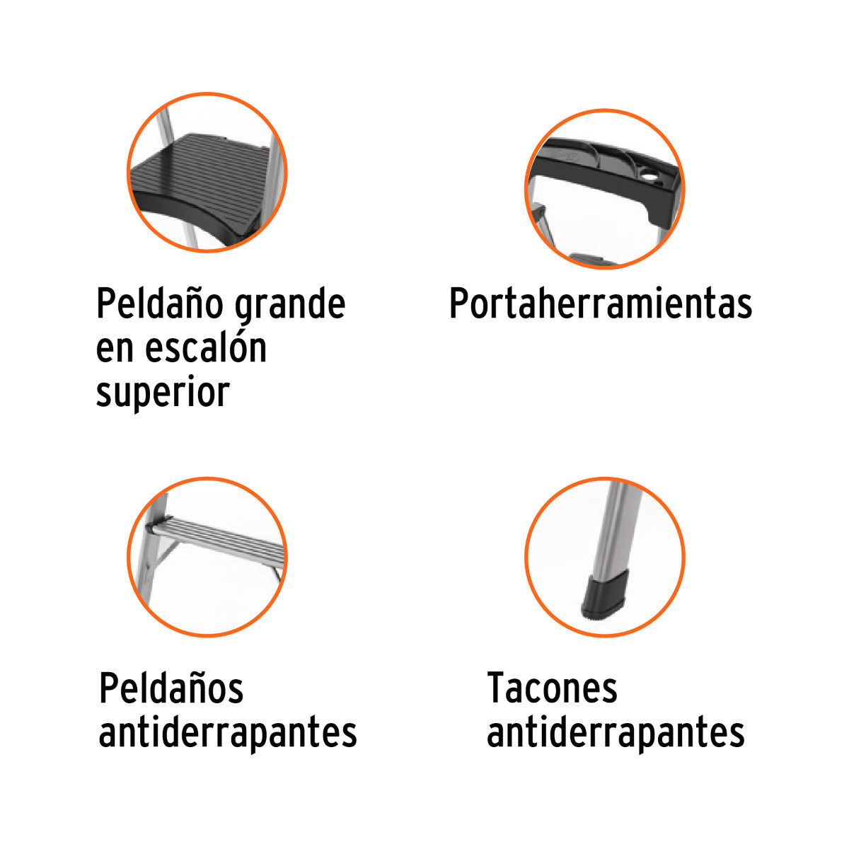 Escalera Tubular Plegable 3 Peldaños - Compacta y Segura