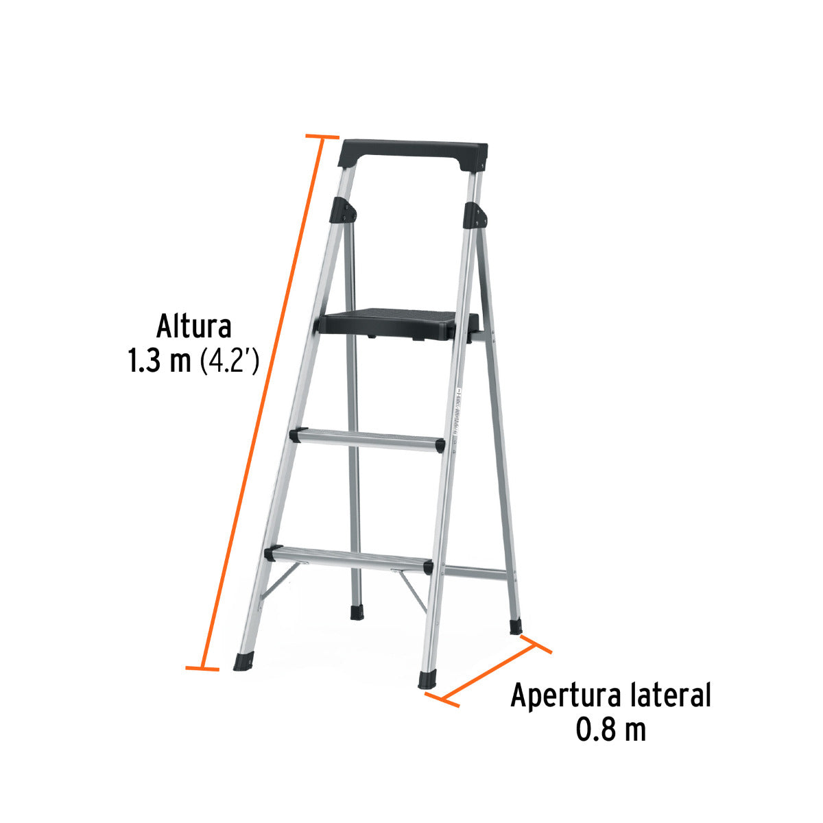 Escalera Tubular Plegable 3 Peldaños - Compacta y Segura