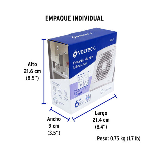 Extractor de Aire 6" Blanco - Ventilación Potente y Silenciosa