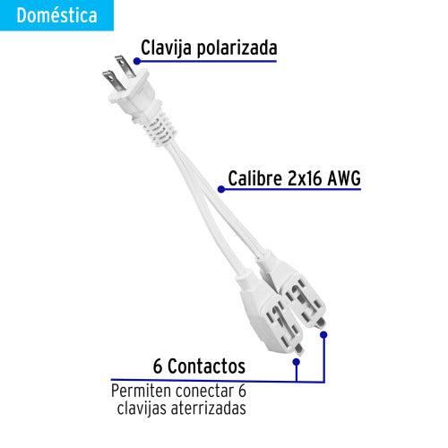Extensión Doméstica de 6 Entradas - Conectividad Máxima