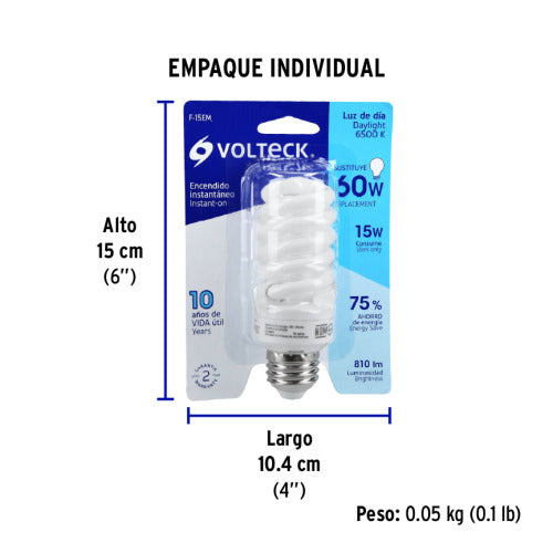 Foco Espiral 15W Mini Voltech - Ahorro Energético