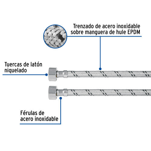 Manguera Flexible Acero Inoxidable 55cm para Fregadero