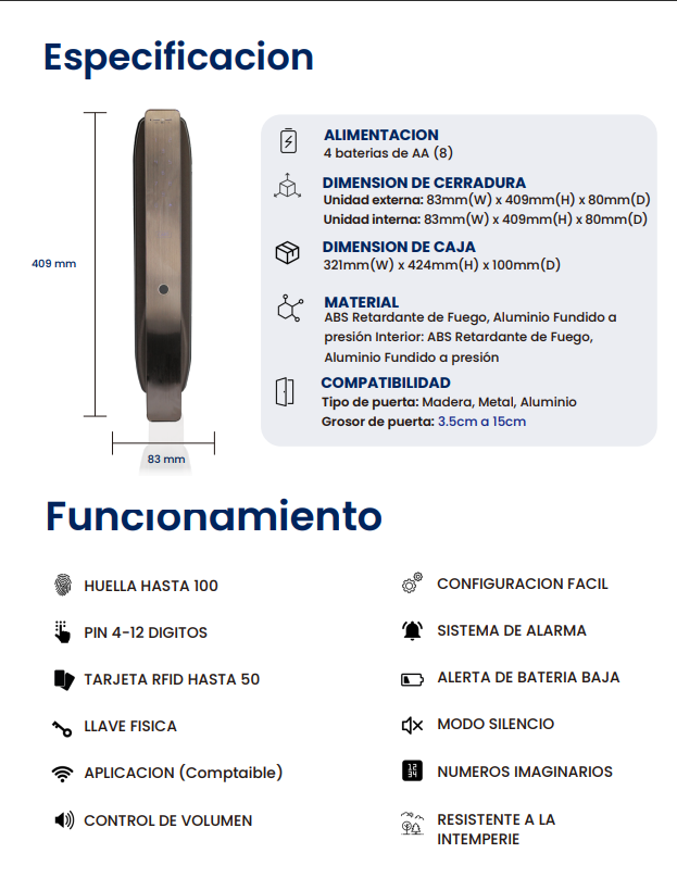 Cerrad. Digital Huella IDL-300F - Alta Seguridad & Diseño