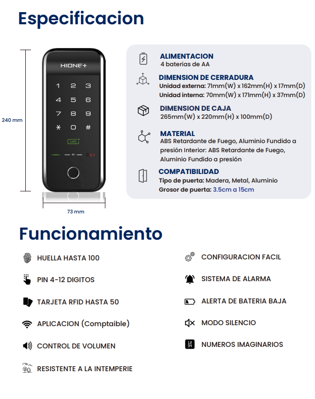 Cerrojo Digital M-1190T para Puertas Corredizas | Seguridad Avanzada