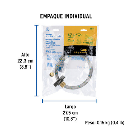 Pigtail de Aluminio 7/16" x 7/8" - 55 cm | Resistente y Duradero