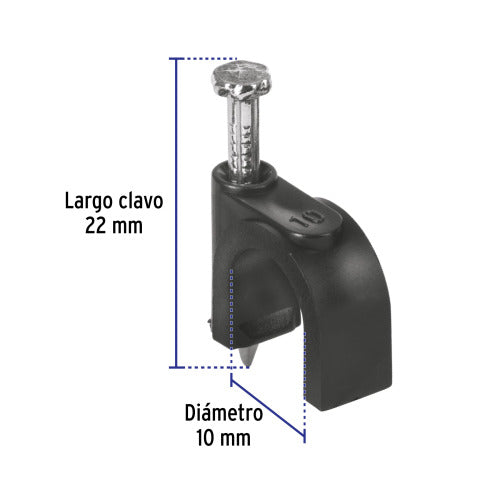 Grapa Curva 10mm Negra - Pack x20 | Alta Resistencia