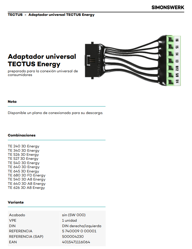 Universal adapter TECTUS Energy