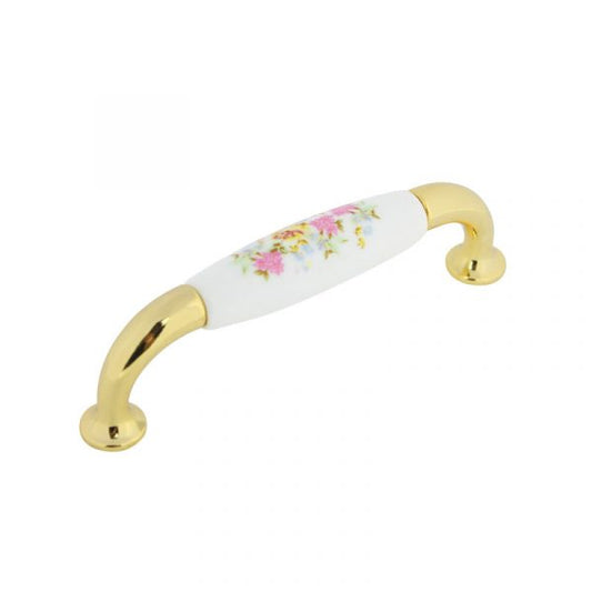Jaladera Porcelana Blanca Dorada Mod. 9710.100