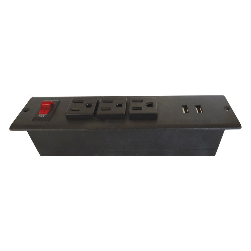 Barra de Contactos Häfele 3 Tomas + USB | Para Muebles y Oficinas