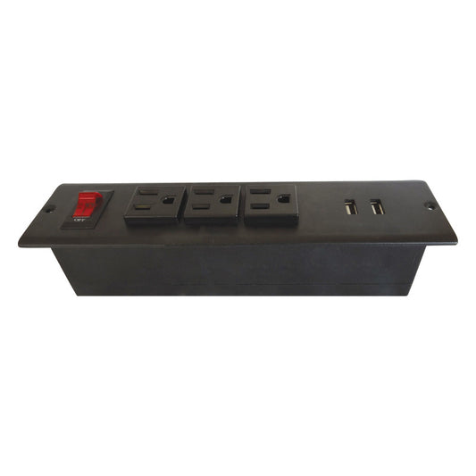 Barra de Contactos Häfele 3 Tomas + USB | Para Muebles y Oficinas
