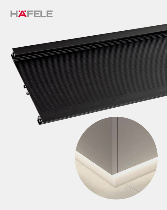 Zócalos LED Negro 100mm - Soporte Profesional Häfele Loox