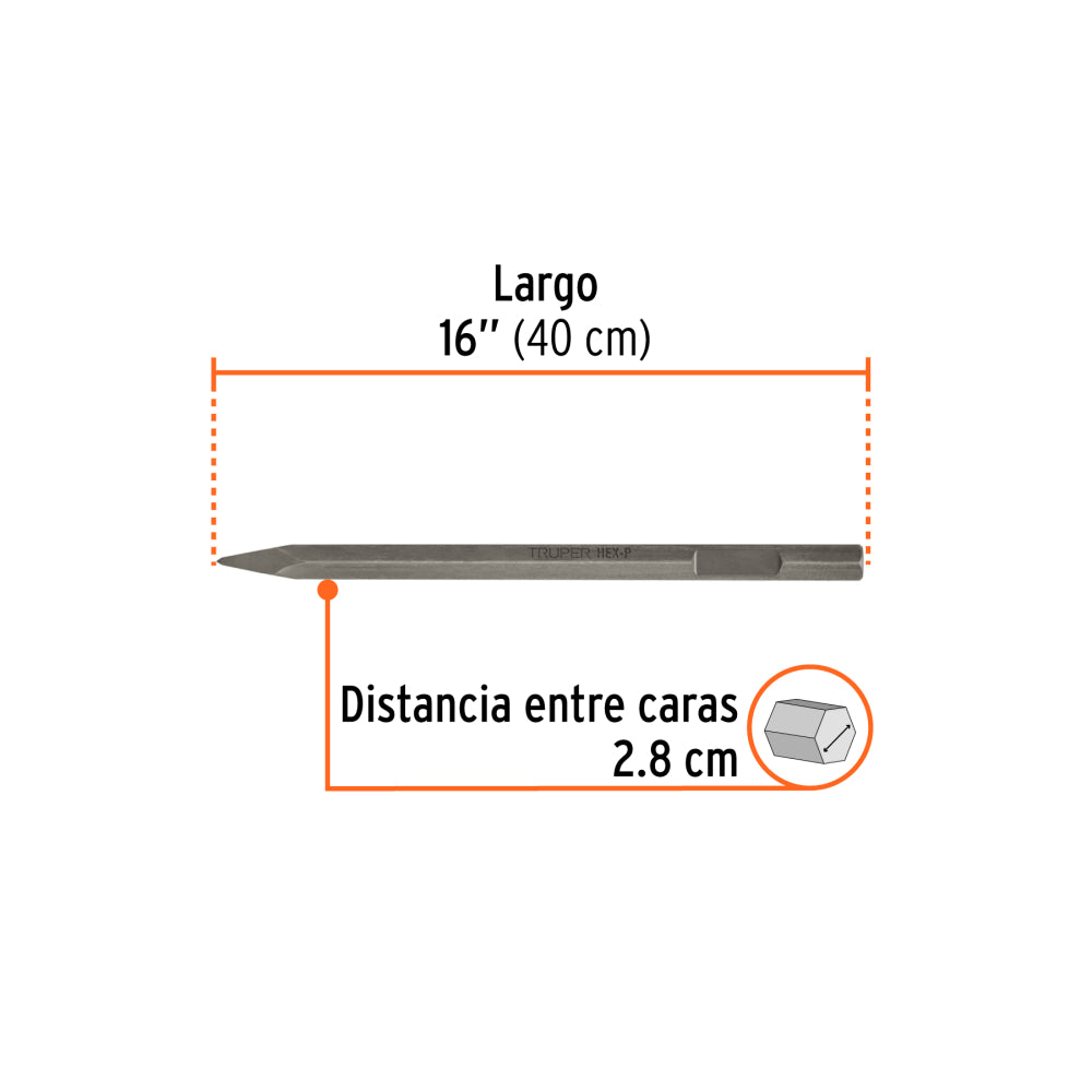 Cincel de Punta Hexagonal 20" - Duradero y Preciso