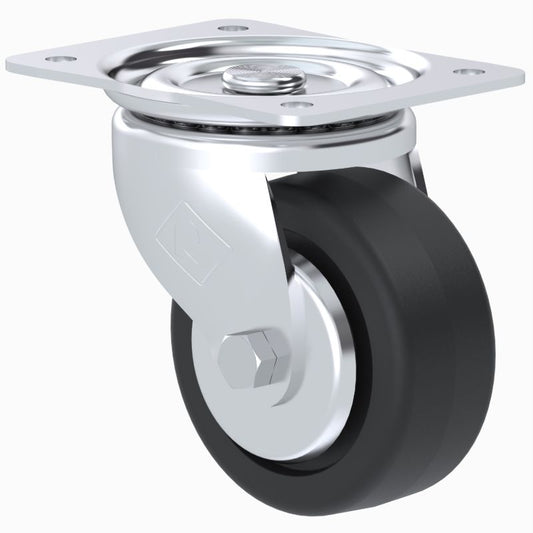 Rodaja Industrial 4ʺ Giratoria - Soporta 100 kg, Hule Balero
